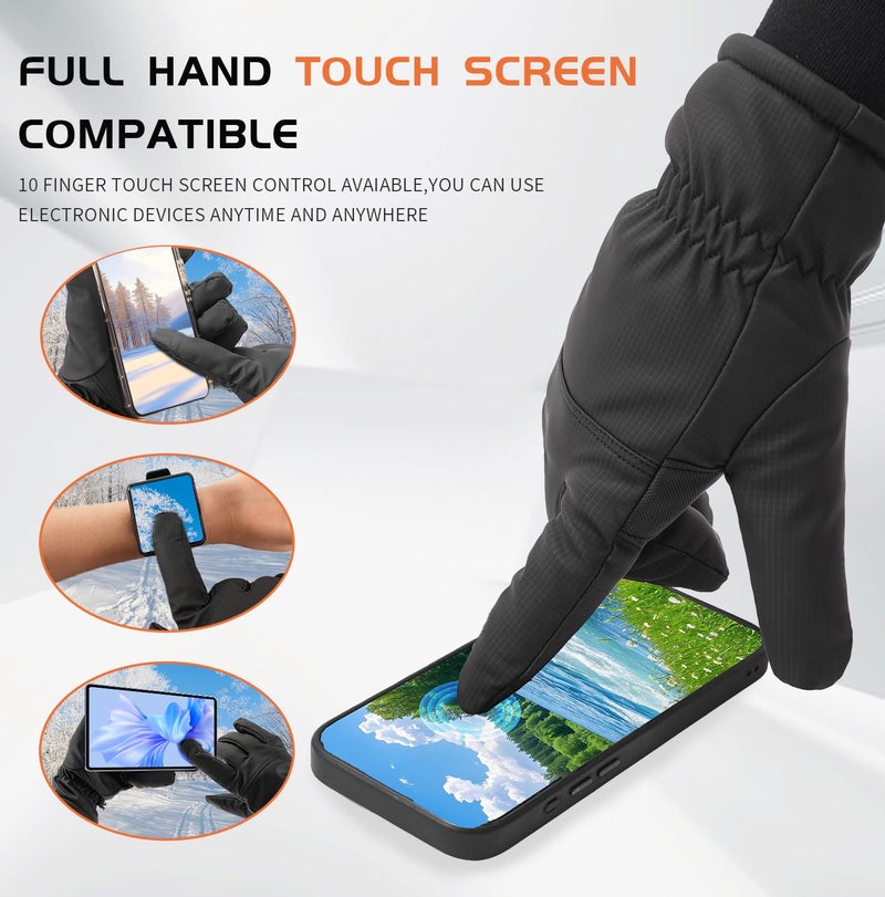 Jeniulet Waterproof Winter Gloves for Men Warm Ant-slip Touchscreen Ski Snow Cycling Running Cold Weather Long Fleece Lining - Image 4