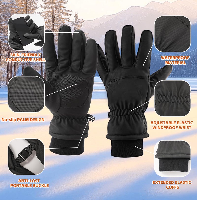 Jeniulet Waterproof Winter Gloves for Men Warm Ant-slip Touchscreen Ski Snow Cycling Running Cold Weather Long Fleece Lining - Image 5