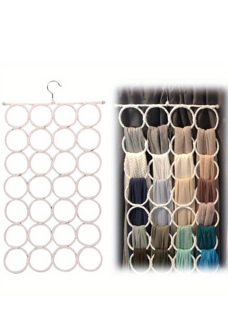1pc 28-Circle Scarf and Tie Rack - Multifunctional, Colorful Wall-Mounted Organizer for Home  Kindergarten Decor, Durable with Artistic Climbing Circles Design - Image 1