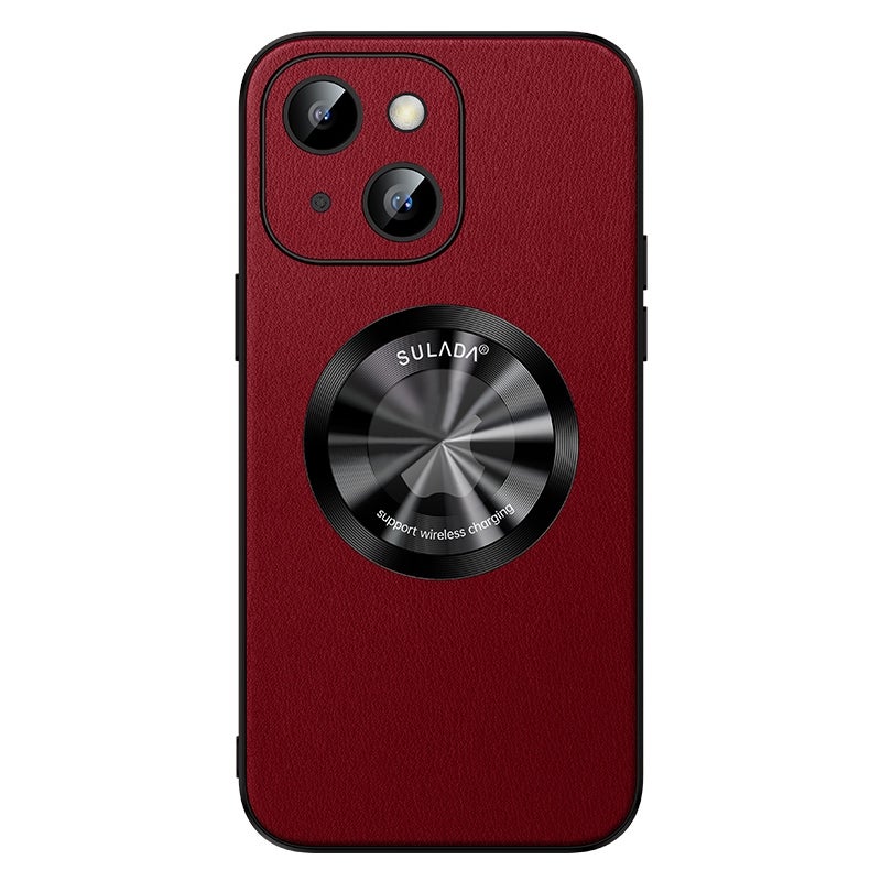 HuHa Protective Cover For iPhone 14 Plus SULADA Microfiber Leather MagSafe Magnetic Phone Case(Red) - Image 1