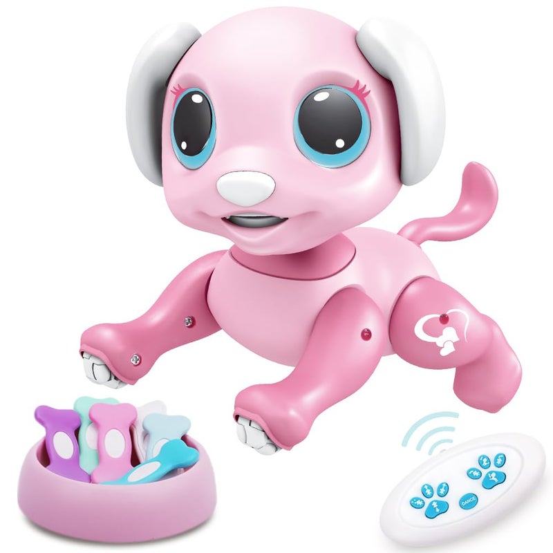 BIRANCO. Remote Control Dog Gesture Sensing - Smart Puppy Pink Toy Robot Pet Walks Barks Interactive with Toddler, STEM Play, Best Christmas Holiday Birthday Gifts for 3 4 5 6 7 8 Years Old Girl - Image 1