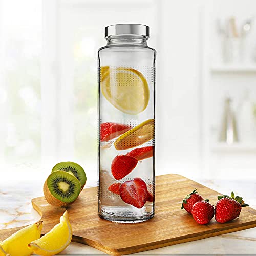 Vency 750ml Glass Water Bottle with Leak-Proof Airtight Stainless Steel Lid for Water, Smoothie, Juices (Set Of 2) - Image 3