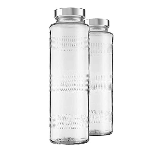 Vency 750ml Glass Water Bottle with Leak-Proof Airtight Stainless Steel Lid for Water, Smoothie, Juices (Set Of 2) - Image 1
