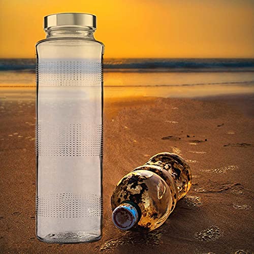 Vency 750ml Glass Water Bottle with Leak-Proof Airtight Stainless Steel Lid for Water, Smoothie, Juices (Set Of 2) - Image 5