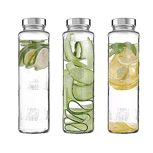 Vency 750ml Glass Water Bottle with Leak-Proof Airtight Stainless Steel Lid for Water, Smoothie, Juices (Set Of 2) - Image 2