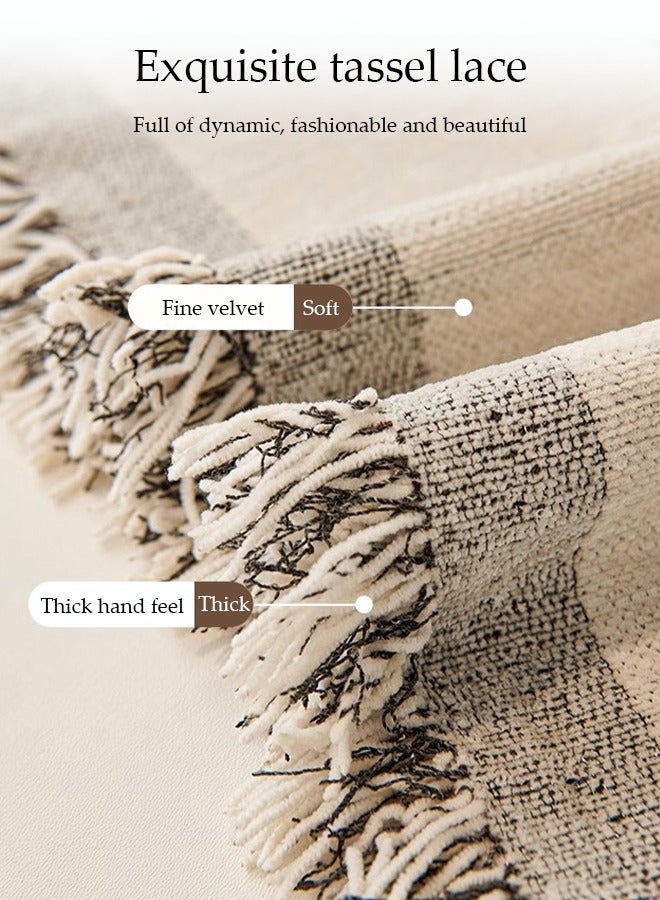 DUNISO Chenier Sofa Cover, Double Sided Sofa Protection Cover, Breathable Nap Blanket, With Tassels, Not Easy To Pilling, Wear Resistant And Scratch Resistant, Suitable For All Seasons, Suitable For Two Seater Sofas, 180 * 230cm - Image 4