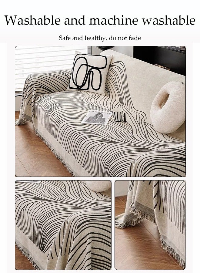 DUNISO Chenier Sofa Cover, Double Sided Sofa Protection Cover, Breathable Nap Blanket, With Tassels, Not Easy To Pilling, Wear Resistant And Scratch Resistant, Suitable For All Seasons, Suitable For Two Seater Sofas, 180 * 230cm - Image 5