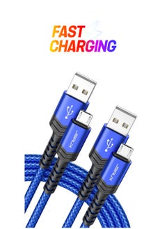 JSAUX Micro USB Cable Android Charger, (2-Pack 6.6FT+10FT) Micro USB Android Charger Cable Nylon Braided Cord Compatible with Galaxy S7 S6 J7 Edge Note 5, Kindle. MP3 and More-Blue  - Image 1