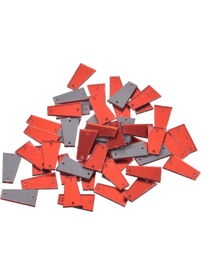 50pcs Sew on Acrylic Irregular Mirror Piece DIY Mirrored Rhinestones Mirror Beads for Evening Dresses Cloth Garment Red 23x13mm  - Image 1