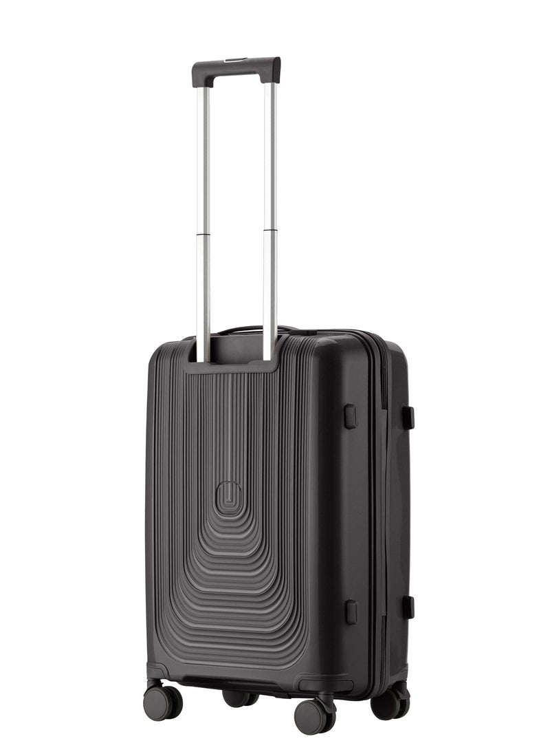 SENATOR Unisex Hard Case Carry On Luggage Lightweight PP Fashion Trolley Luggage with 4 Double Spinner Wheel and 3-Digit Combination Lock KH1009 Black  - Image 2