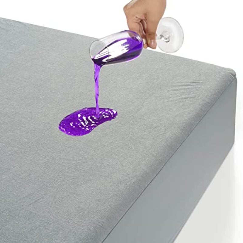 Mattress Protector - 100% Waterproof Mattress Cover Bed 8 Inch Drop - Waterproof Terry Cotton Breathable n Kids Urine Protection (Single_72x42_8, Gray)  - Image 1