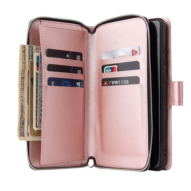 Scratch Resistant Leather Case Protective Texture Phone for Redmi Note 13 Pro with Card Holder and Kickstand in Red Colour - Image 4