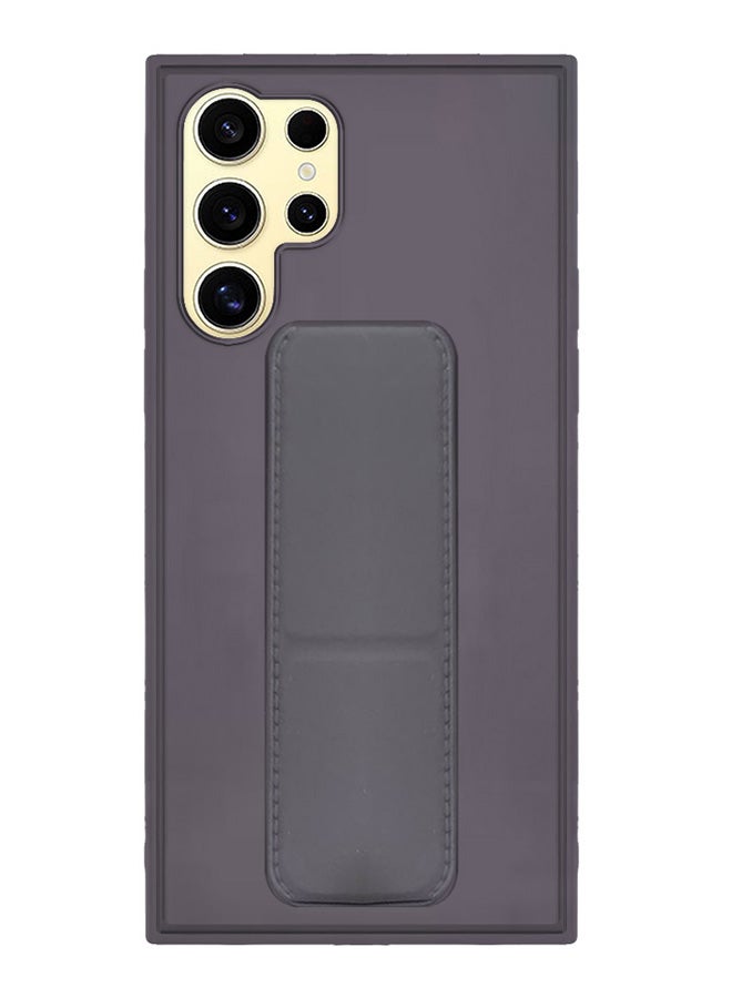 CATANES Samsung Galaxy S24 Ultra Case Magnetic Stand and Holder Premium Silicone Vertical and Horizontal Hand Strap Grip Multi Stand Car Mount Kickstand Case Finger Strap Cover Dark Purple  - Image 1
