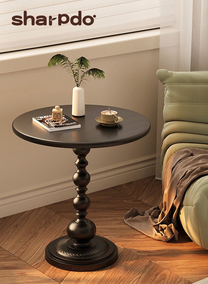 Sharpdo 2PCS Sofa Side Table Living Room Coffee Table Household Roman Pillar End Table Black - Image 2