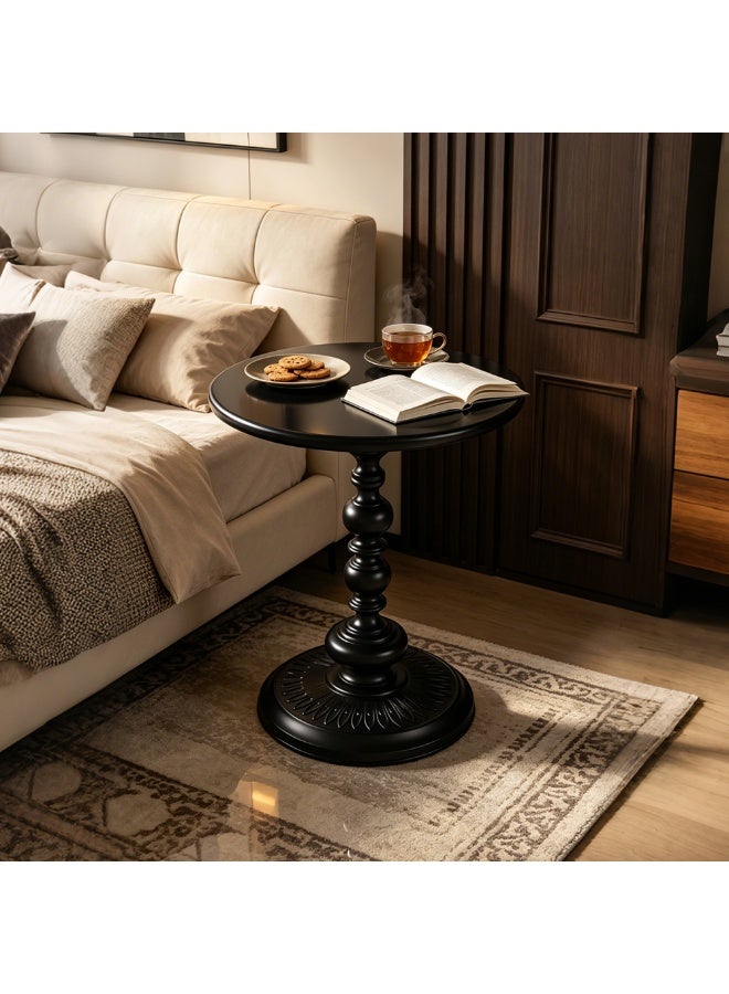 Sharpdo 2PCS Black Round End Tables, Rust-Resistant Metal Iron Sofa Side Table Coffee Table, Small Corner Table for Living Room Bedroom Outdoor Balcony, 40×40×52cm - Image 3