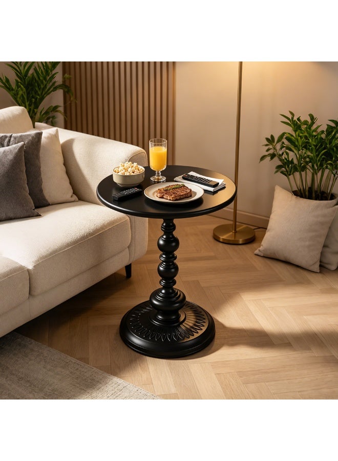 Sharpdo 2PCS Black Round End Tables, Rust-Resistant Metal Iron Sofa Side Table Coffee Table, Small Corner Table for Living Room Bedroom Outdoor Balcony, 40×40×52cm - Image 2