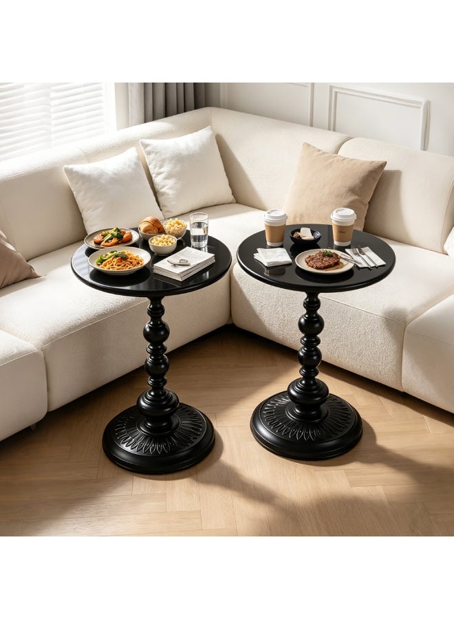 Sharpdo 2PCS Black Round End Tables, Rust-Resistant Metal Iron Sofa Side Table Coffee Table, Small Corner Table for Living Room Bedroom Outdoor Balcony, 40×40×52cm - Image 4