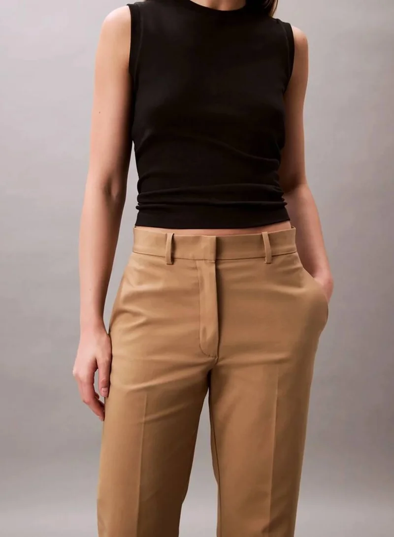 Calvin Klein Tigers Eye Cotton Stretch Straight Fit Chino Pants for Women | Best Price UAE