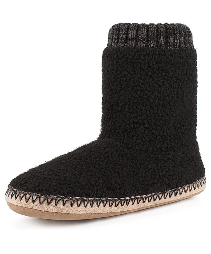 cosyone1997 Cozy Boot Slippers for Men Indoor, Fuzzy House Shoes with Non Slip Gripper Soles, Soft Warm Moccasin Socks, Winter Gifts for Christmas Unique, Black Adult Size 10-11 - Image 1