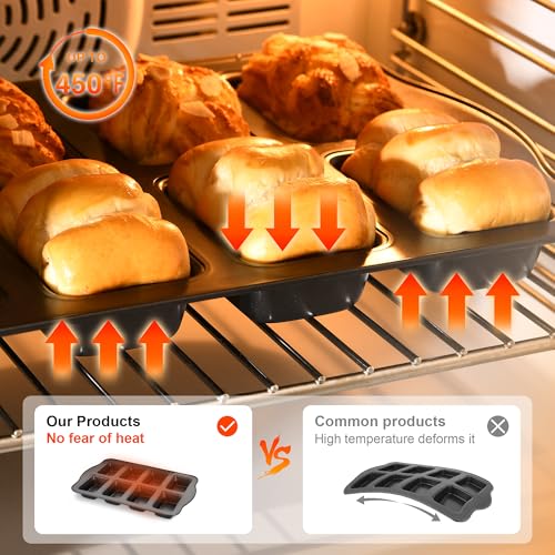 HONGBAKE 2 Pack Mini Loaf Baking Pans 8-Cavity, Nonstick Small Cornbread Pan, Tiny Banana Bread Pan Set, Heavy Duty Brownie TIn, Dark Grey - Image 5