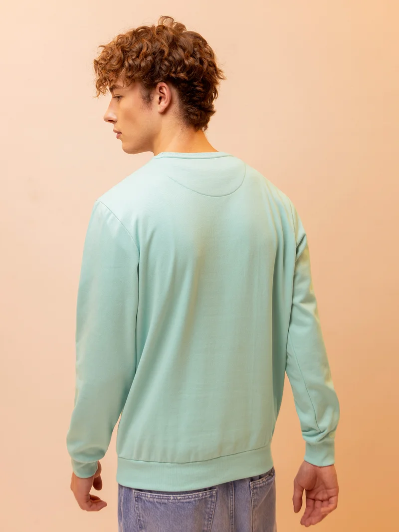 بيونغ سويت شيرت رجالي أخضر ناعم سادة