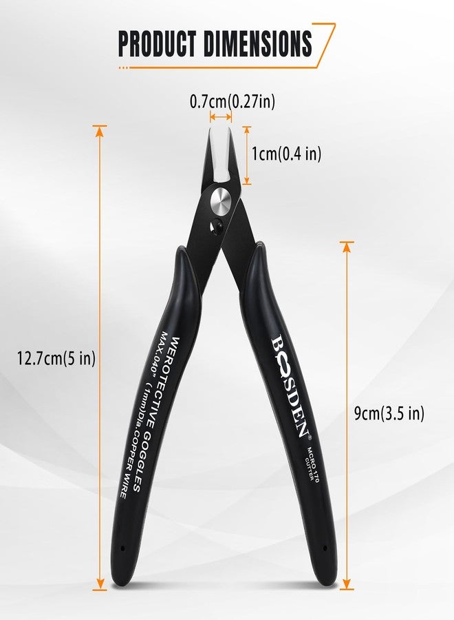 BOOSDEN 170 Wire Cutters, 10 Pack, Flush Cut Pliers 5 Inch, BOOSDEN Micro Wire Cutters Diagonal Cutting Pliers, Flush Cutter for Jewelry Making, Wire Snips Nippers for Artificial Flowers, Crafts, Zip Ties - Image 2