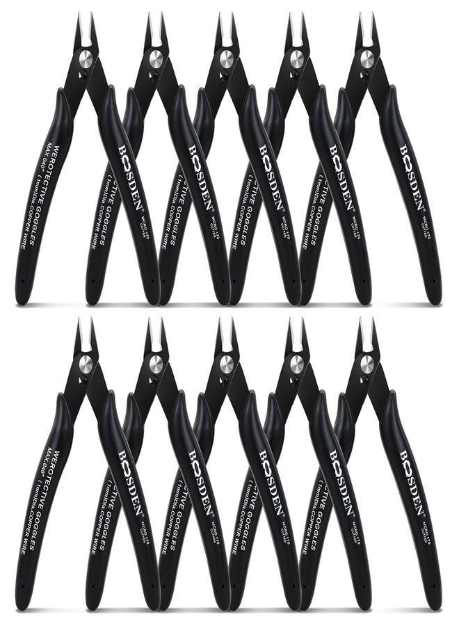 BOOSDEN 170 Wire Cutters, 10 Pack, Flush Cut Pliers 5 Inch, BOOSDEN Micro Wire Cutters Diagonal Cutting Pliers, Flush Cutter for Jewelry Making, Wire Snips Nippers for Artificial Flowers, Crafts, Zip Ties - Image 1