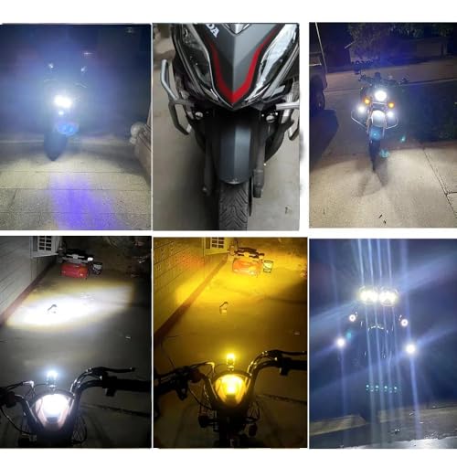 Autozap Mini Driving Fog Light Lamp Spotlight Led Motorcycle Headlight Two Color with Switch (12V, 30W) Pack of 2, White, Yellow - Image 4