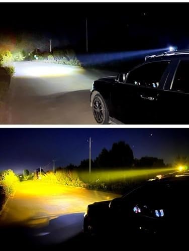 Autozap Mini Driving Fog Light Lamp Spotlight Led Motorcycle Headlight Two Color with Switch (12V, 30W) Pack of 2, White, Yellow - Image 5