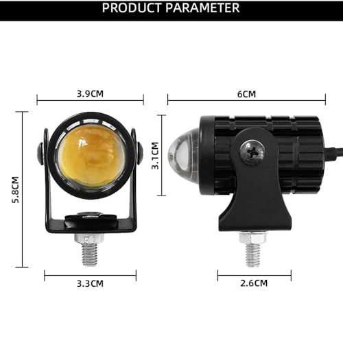 Autozap Mini Driving Fog Light Lamp Spotlight Led Motorcycle Headlight Two Color with Switch (12V, 30W) Pack of 2, White, Yellow - Image 3