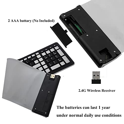 Seaciyan Wireless Silicone Keyboard, Portable Foldable Roll Up Soft Rubber Keyboard, Perfect for PC, Laptop and Travel (Black and Gray) - Image 3