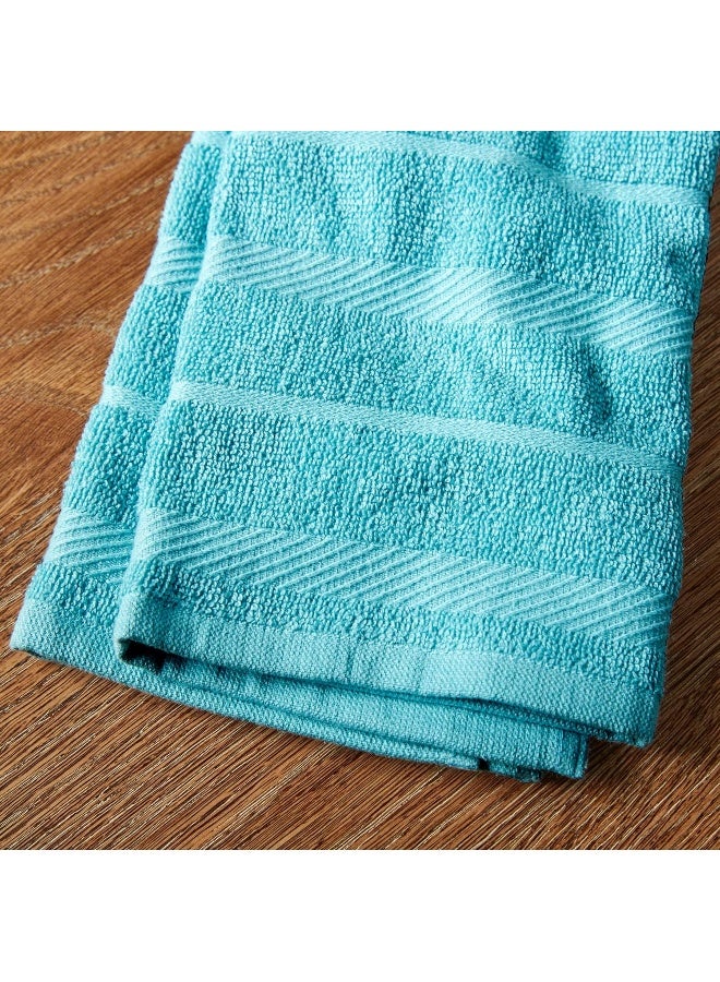 KitchenAid Albany Kitchen Towel 4-Pack Set, Aqua/White, 16"X26"  - Image 3