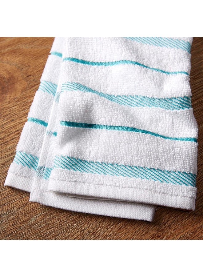 KitchenAid Albany Kitchen Towel 4-Pack Set, Aqua/White, 16"X26"  - Image 4