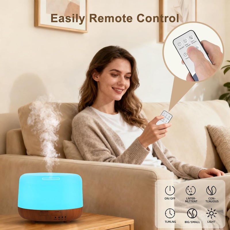Marchred 300ML Essential Oil Diffuser for Home, Aromatherapy Diffuser with Remote Control, 7-Color LED Light and 4 Timers, Quiet Auto-Off, Easy to Use for Bedroom Office - Image 3