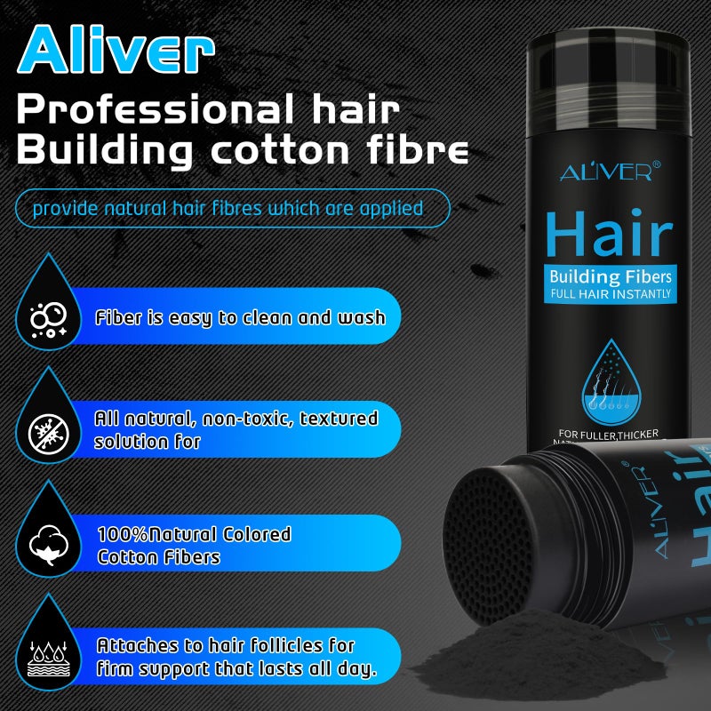 ALIVER Hair Fibers for Thinning Hair for Women & Men, Extra Spray Applicator, Black, 27.5 Gr Hair Powder Bald Spot Cover Up, Instantly Hair Filler, Undetected & Natural - Image 4