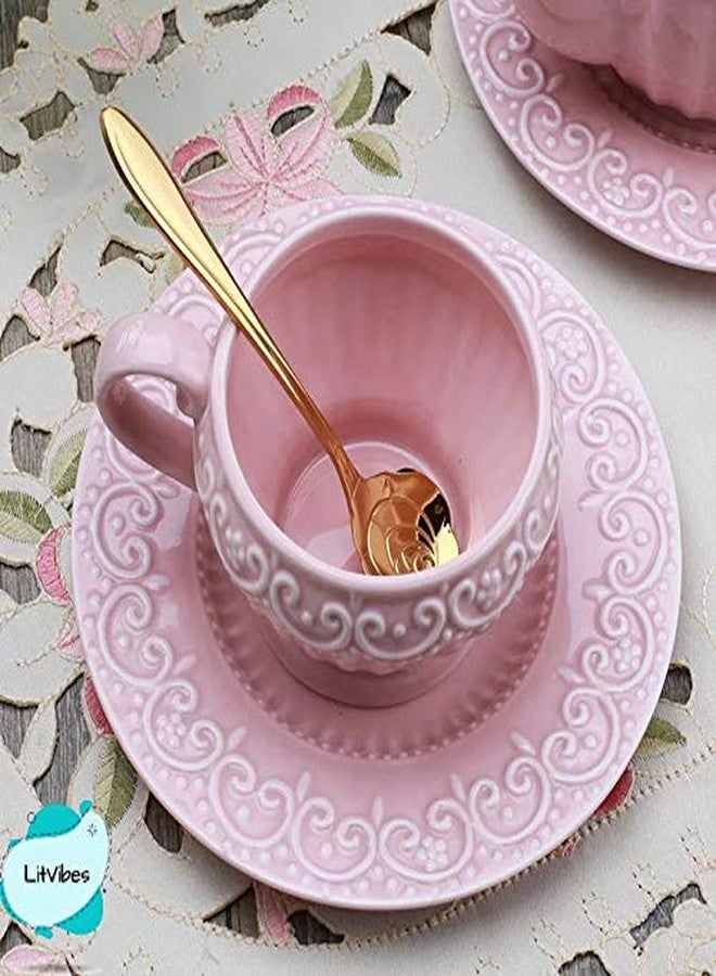 Litvibes Set of 4 Stainless Steel Creative Tableware Flower Dessert Spoon,Coffee Spoon,Sugar Spoon,Mixing Spoon,Tea Spoon,Stirring Spoon,Cake and Ice Cream Spoon,Stir bar Gold Spoon- (Rose Design) - Image 4