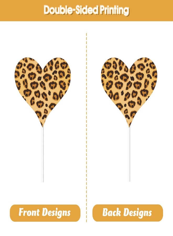 Merrystorm 36Pcs Leopard Print Heart Cupcake Toppers Leopard & Cheetah Party Decorations Animal Heart Print Cake Decor for Wild Baby Shower Birthday Bachelorette Bridal Shower Engagement Party Supplies - Image 4