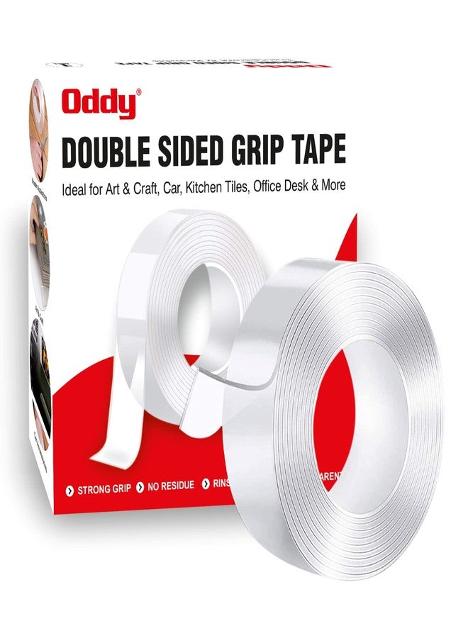 Oddy Washable Double Sided Grip Tape 3 Meter| Heavy Duty, Transparent, Mounting Strong Adhesive, Traceless| Ideal for Walls, Posters, Carpets, Photo Frames, Kitchen, Office, Car Decor - Image 1