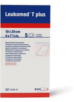 BSN Medical BSN Medical Leukomed T Plus Sterile Transparent Waterproof Adhesive Film Dressing with Pad, 10 cm x 20 cm Size  - Image 1