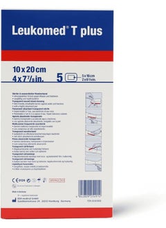 BSN Medical BSN Medical Leukomed T Plus Sterile Transparent Waterproof Adhesive Film Dressing with Pad, 10 cm x 20 cm Size  - Image 2