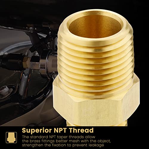 KOOTANS 3/8 NPT x 1/4 NPT Male Solid Brass Hex Nipples, Heavy Brass Pipe Adapter Fittings Reducing Nipples Connectors 4Pieces - Image 3