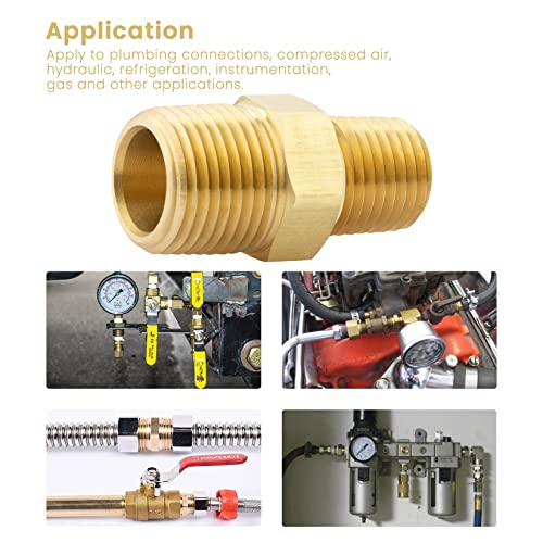 KOOTANS 3/8 NPT x 1/4 NPT Male Solid Brass Hex Nipples, Heavy Brass Pipe Adapter Fittings Reducing Nipples Connectors 4Pieces - Image 5