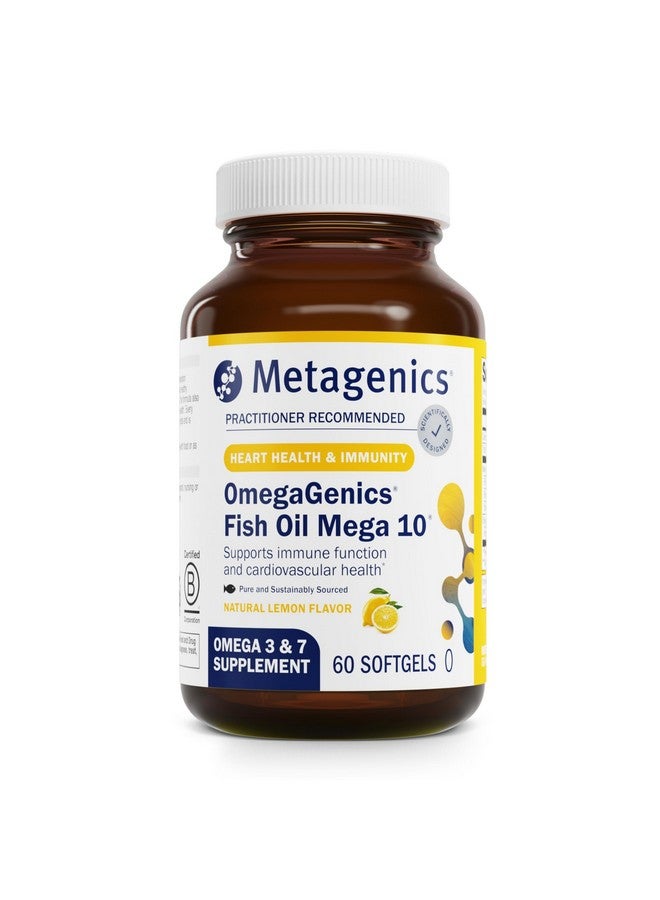 Metagenics OmegaGenics Mega 10-330 mg EPA & 170 mg DHA - High Potency - No Fishy Aftertaste - for Heart Health & Immune System* - Non-GMO & Gluten-Free Supplement - 60 Softgels - Image 1