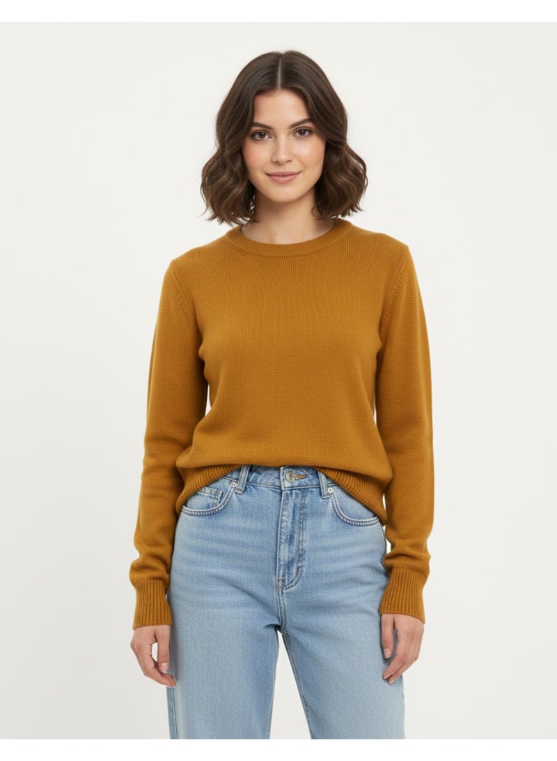 Terranova Women’s Brown Acrylic Sweater – Casual Everyday Knitwear, Regular Fit, Soft & Comfortable Pullover - Image 1
