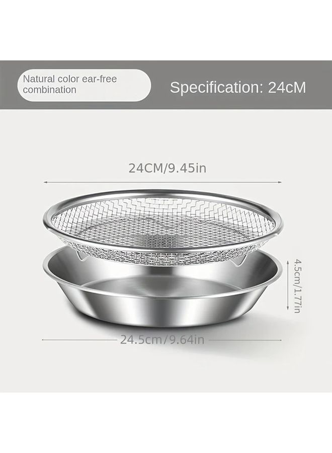 7.87 Inch Stainless Steel Fryer Basket Set With Drain Tray For Home And Commercial Use - Image 3