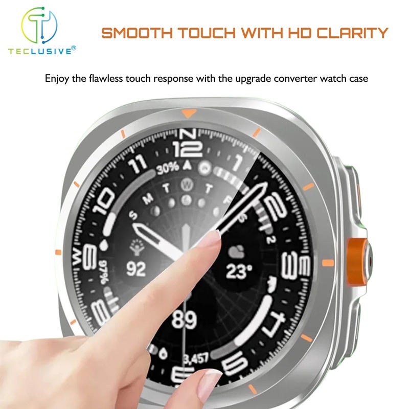 T TECLUSIVE Converter Case Compatible for Galaxy Watch 6 44mm to Galaxy Ultra | Full Protection Cover with Glass Screen Guard | Mod kit Convert into Ultra (Watch 6 44mm) - Image 5