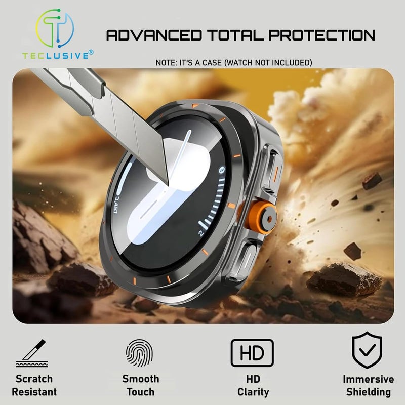 T TECLUSIVE Converter Case Compatible for Galaxy Watch 6 44mm to Galaxy Ultra | Full Protection Cover with Glass Screen Guard | Mod kit Convert into Ultra (Watch 6 44mm) - Image 3
