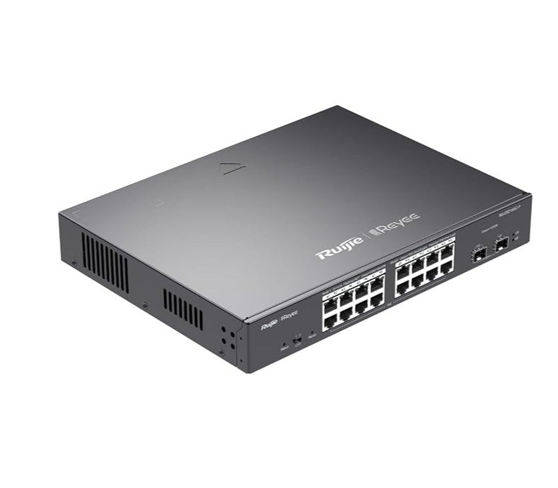 Ruijie RG-ES218GC-P Reyee, 18-Port Gigabit Smart POE Switch, 16 Gigabit RJ45 Ports including 16 POE/POE+ Ports, 2 SFP Slots, 240W PoE power budget,13-inch Rack-mountable Steel Case - Image 1