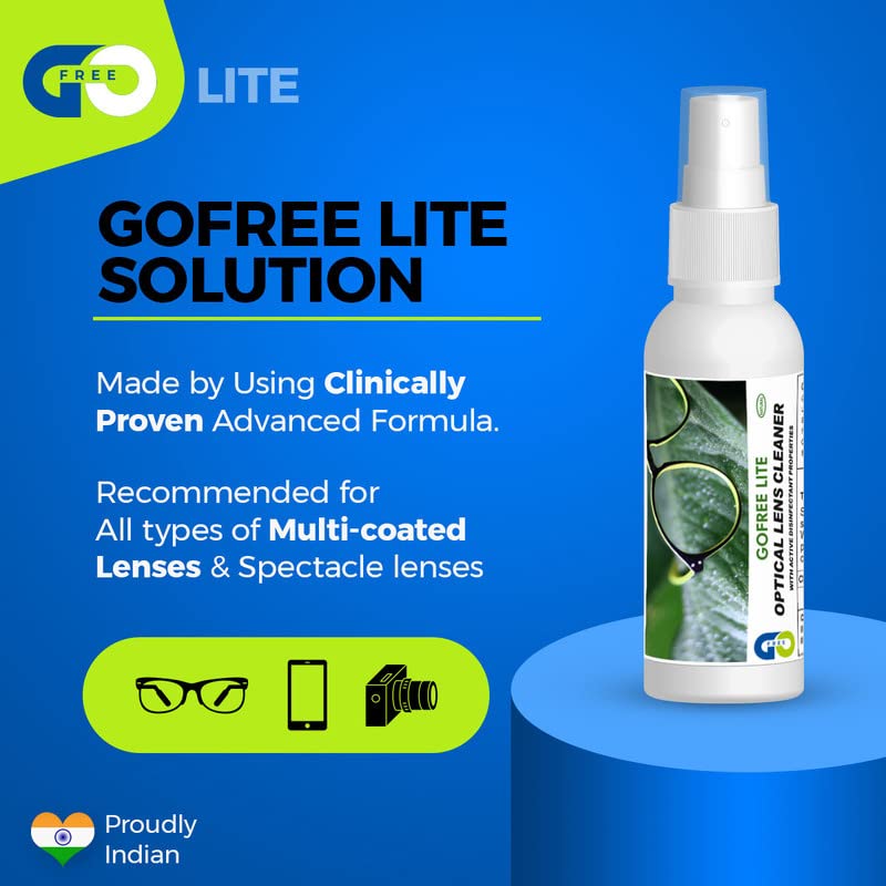 GOFREE Lite Optical Lens Cleaner Spray Kit With Cleaning Cloth For Spectacles, Glasses, Camera Lens With Active Disinfectant Properties Solution (50 ML) - Pack Of 2 - Image 3