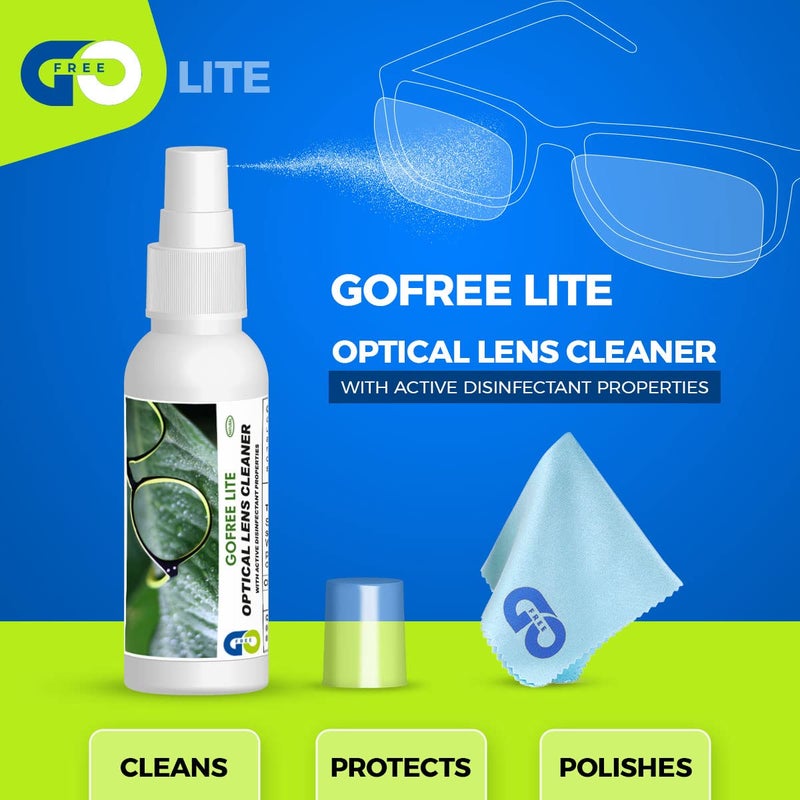 GOFREE Lite Optical Lens Cleaner Spray Kit With Cleaning Cloth For Spectacles, Glasses, Camera Lens With Active Disinfectant Properties Solution (50 ML) - Pack Of 2 - Image 5